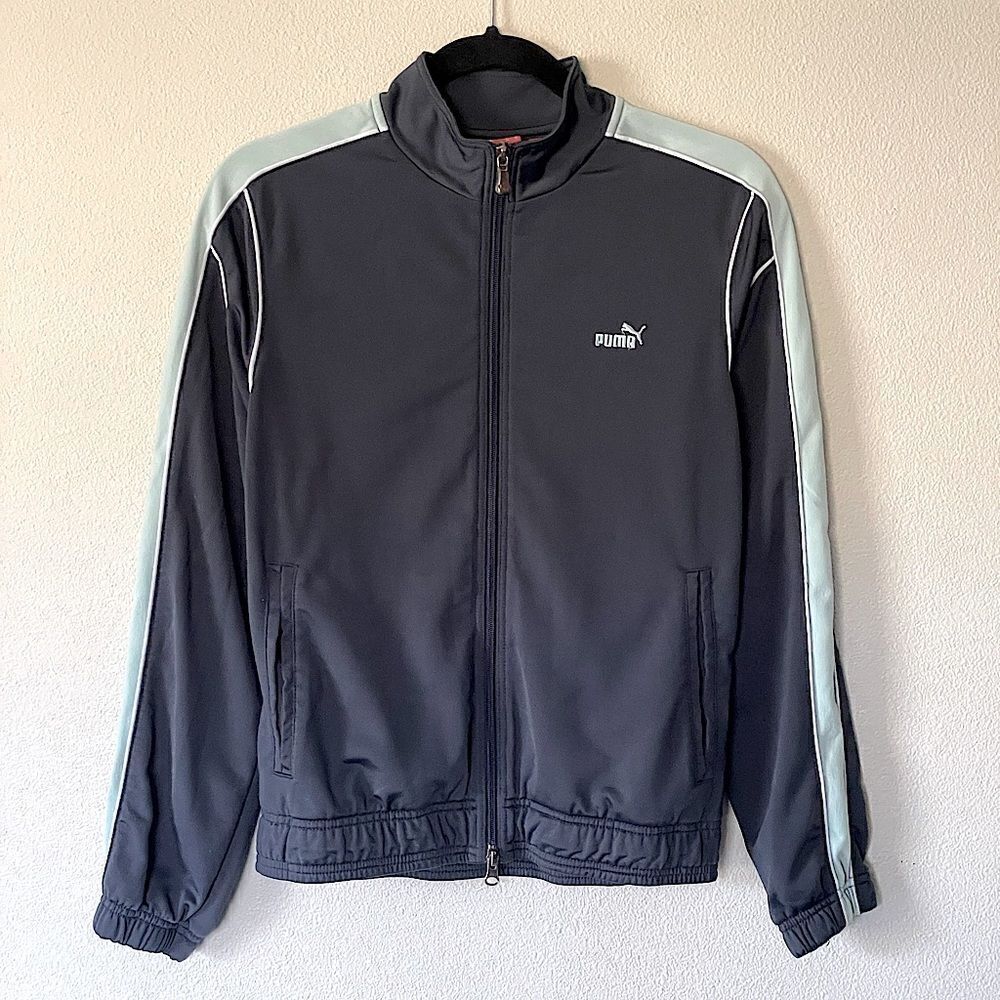 New! Women’s, PUMA, Gray & Light-Teal, Zip-Up, Polyester Active Jacket. Size Med
